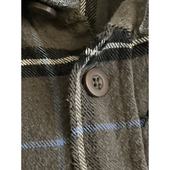 Wrangler Mens 3XL XXXL Gray & Blue Checkered Flannel Work Chore Shirt - Picture 4 of 10